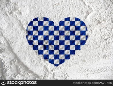 Love checkered flag sign heart symbol on Cement wall texture background design