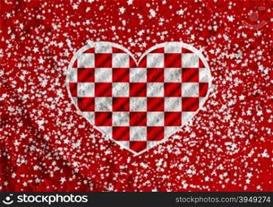 Love checkered flag sign heart symbol on Cement wall texture background design