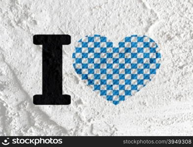 Love checkered flag sign heart symbol on Cement wall texture background design