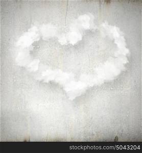 Love concept. Background image with cloudy heart on white backdrop