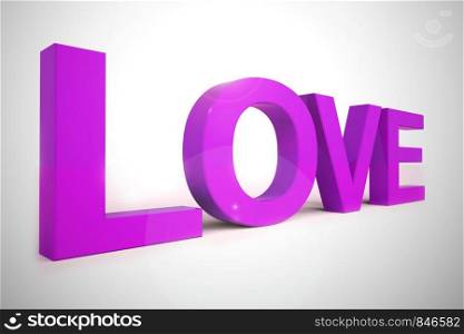Love concept icon means I adore you and I'm Yours. Fondness for a sweetheart - 3d illustration. Love Word Showing Heart And Romance For Valentines