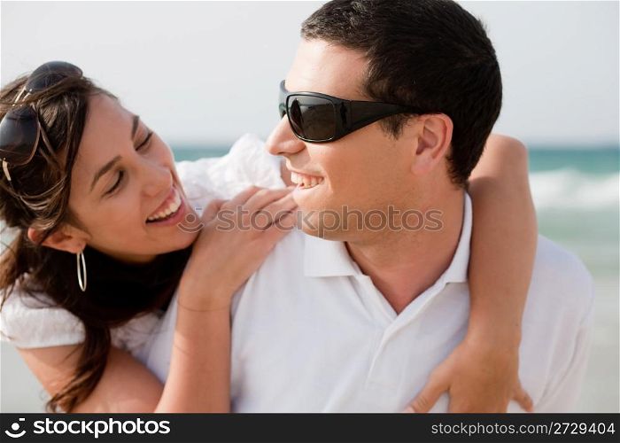 love couple look each other and smile, outdoor