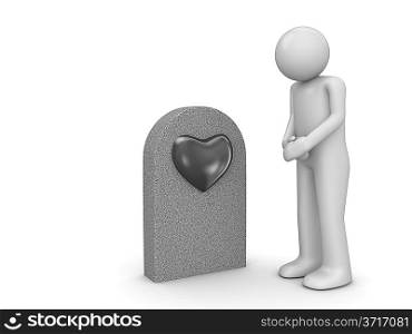 ""Love grave and sorrowful man (love, valentine day series; 3d isolated character)""