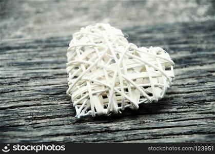 Love heart on wooden texture background, valentines day card concept