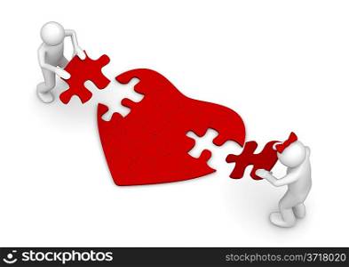 ""Love is a hard puzzle (love, valentine day series; 3d isolated characters)""
