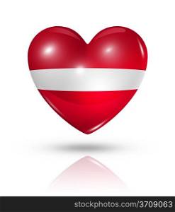 Love Latvia symbol. 3D heart flag icon isolated on white with clipping path