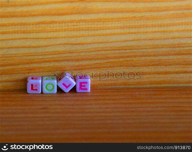 Love letters on the wooden floor for background.