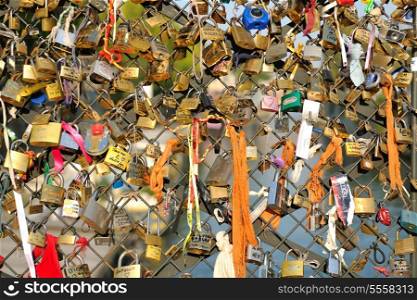Love locks in Paris representing secure friendship and romance