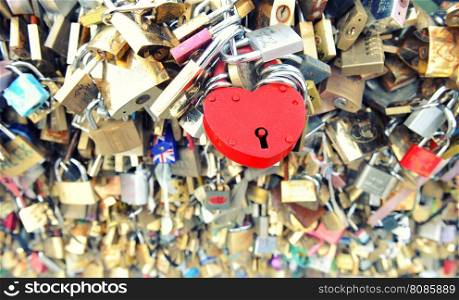 Love locks in Paris. Valentines Day concept