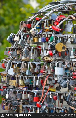Love Locks, symbol of eternal love in Odessa, Ukraine.