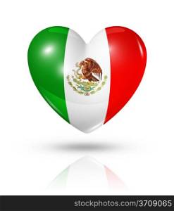 Love Mexico symbol. 3D heart flag icon isolated on white with clipping path
