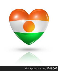 Love Niger symbol. 3D heart flag icon isolated on white with clipping path
