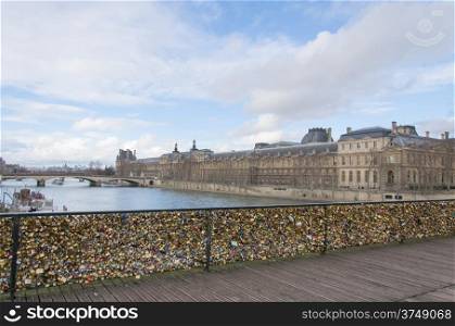 Love padlocks in the Pont des Arts bridge