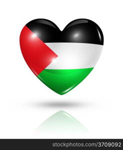 Love Palestine symbol. 3D heart flag icon isolated on white with clipping path