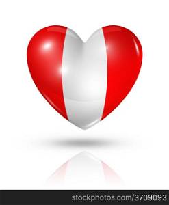 Love peru symbol. 3D heart flag icon isolated on white with clipping path