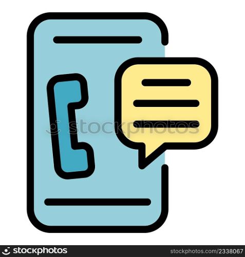 Love phone call icon. Outline love phone call vector icon color flat isolated. Love phone call icon color outline vector