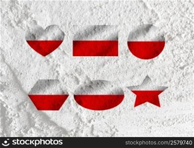 Love Poland flag sign heart symbol on Cement wall texture background design
