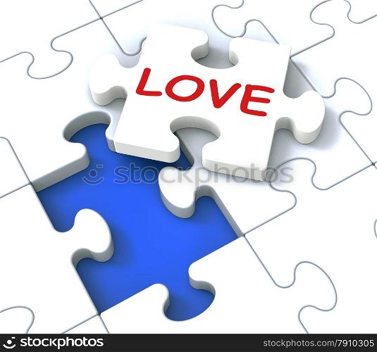 Love Puzzle Shows Loving Couples And Romance