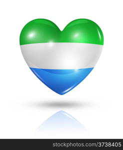 Love Sierra Leone symbol. 3D heart flag icon isolated on white with clipping path