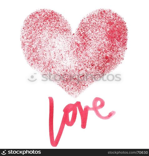 Love - Stencil red heart isolated on a white background - raster illustration