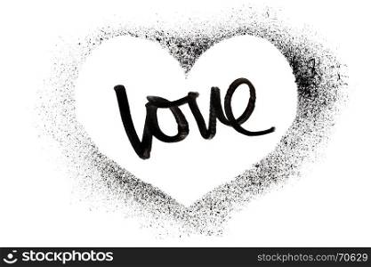 Love - Stenciled heart isolated on the white background - raster illustration