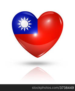 Love Taiwan symbol. 3D heart flag icon isolated on white with clipping path