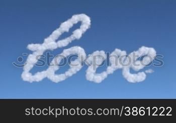 love text written with clouds