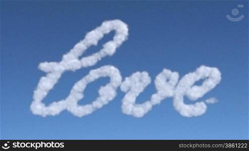 love text written with clouds