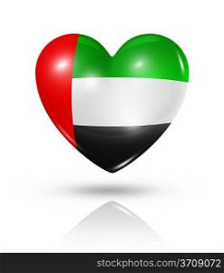Love United Arab Emirates symbol. 3D heart flag icon isolated on white with clipping path