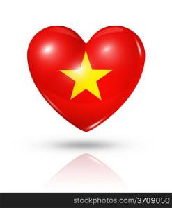 Love Vietnam symbol. 3D heart flag icon isolated on white with clipping path