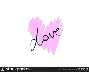 LOVE word hand drawn lettering. . Valentine s Day.
