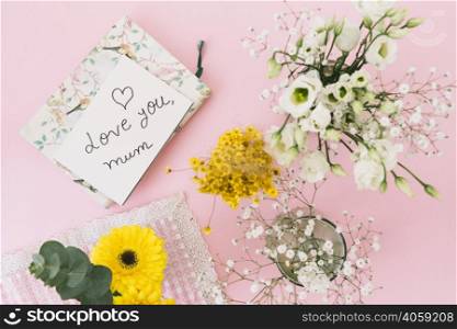love you mum inscription with flowers notebook