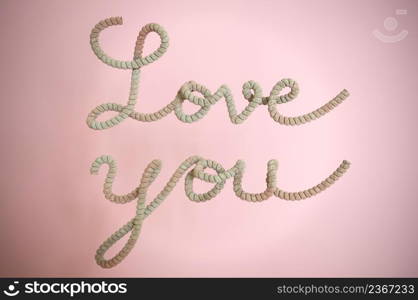 LOVE YOU ROPE on pink background