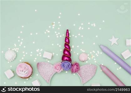 lovely birthday composition with party elements