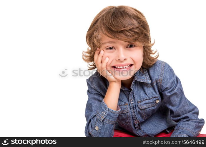 Lovely caucasian blonde kid posing for camera