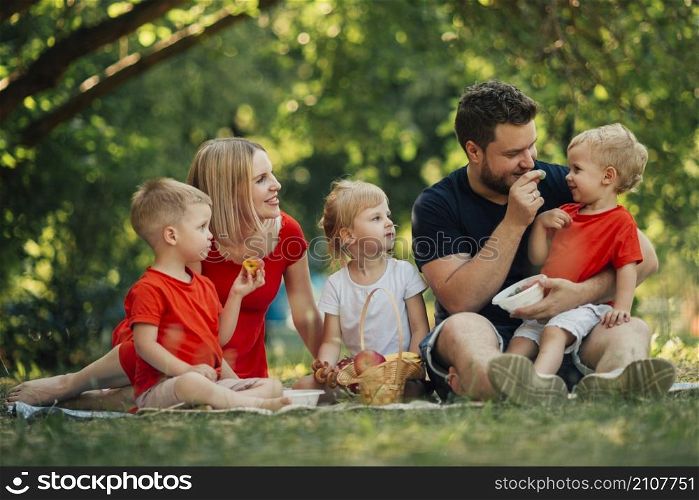 lovely family playing park