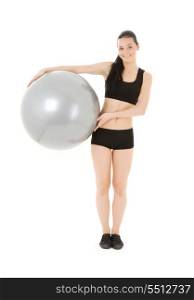lovely fitness instructor with pilates ball