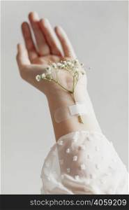 lovely flowers taped hand
