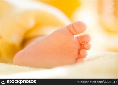 Lovely infant foot. The baby is three months old.