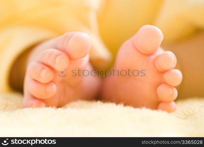 Lovely infant foot. The baby is three months old.