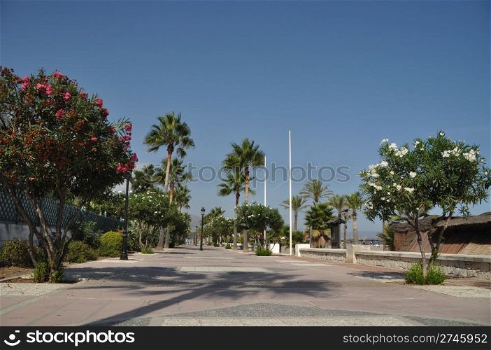 lovely sidewalk at Puerto Banus beach, Spain