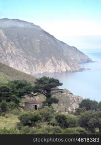 Lovely view of a cliff in Galicia