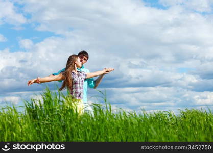 lover hug in the sky close up