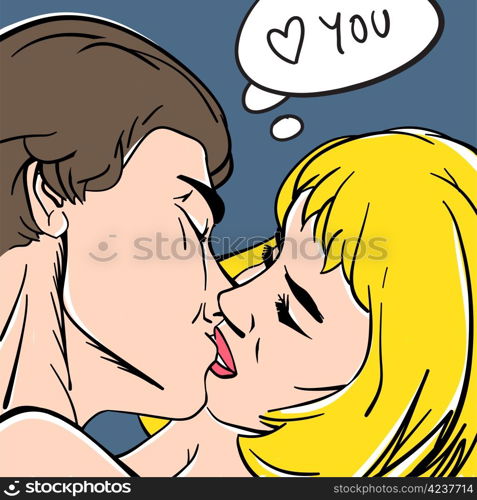 Lovers. Illustration in pop-art style, vector.