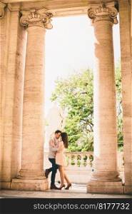 Loving couple being together in Rome, Italy