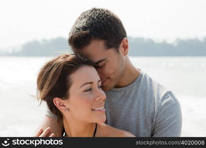 Loving couple by the sea