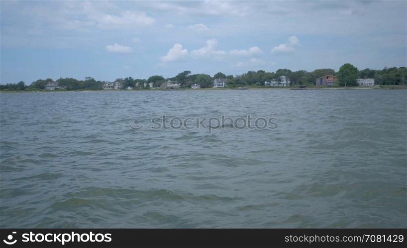 Low angle coast view of the Bellport marina
