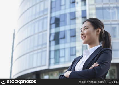 Low Angle of a Young Businesswoman Smiling