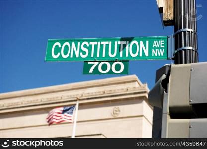 Low angle view of 700 block of Constitution Avenue, Downtown, Washington DC, USA