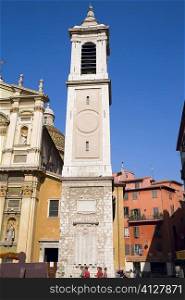 Low angle view of a bell tower, Nice, France